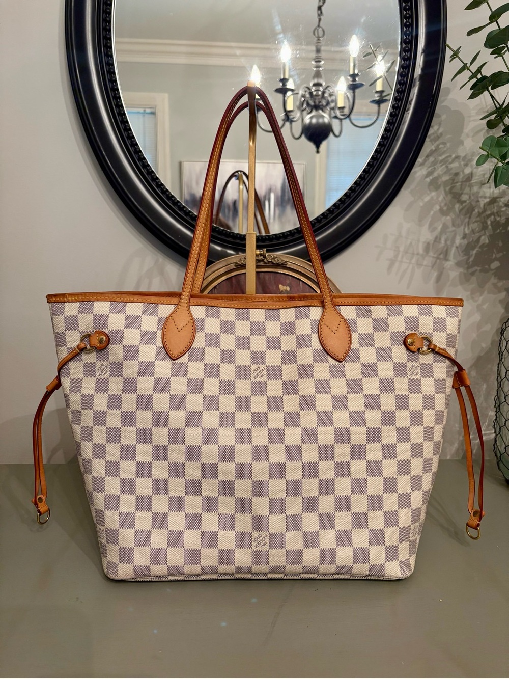 Louis Vuitton Neverfull MM Damier Azur with COA